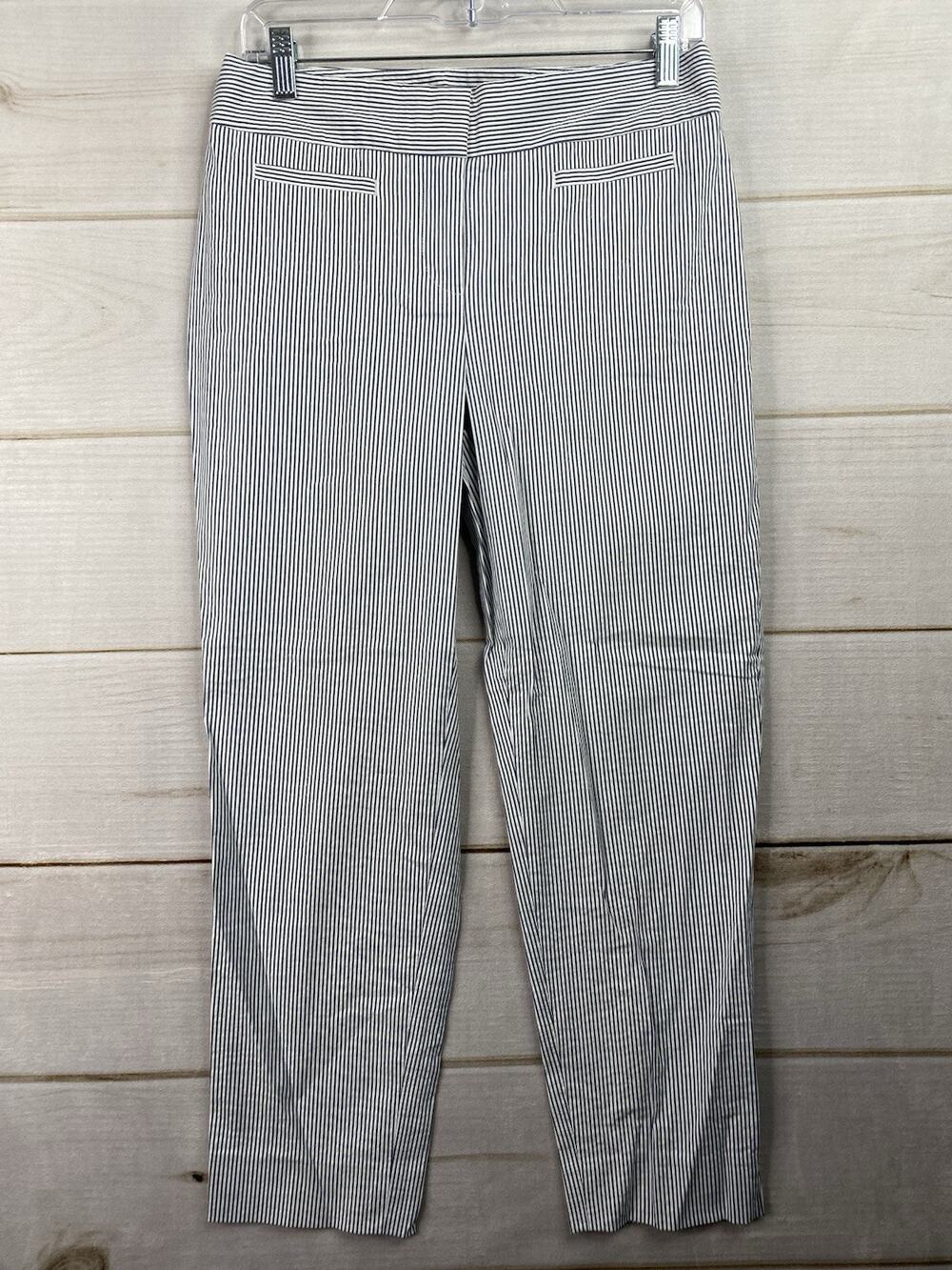 Ann Taylor Womens 2 Pants Kate Cropped Leg Blue White Stripe Preppy Stretch